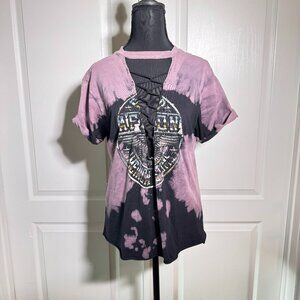 Women’s Affliction Purple & Black Tie-Dye Shirt – Size Small